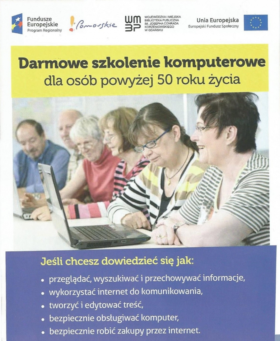 Gminna Biblioteka Publiczna zaprasza na darmowe szkolenia komputerowe dla osób powyżej 50 roku życia