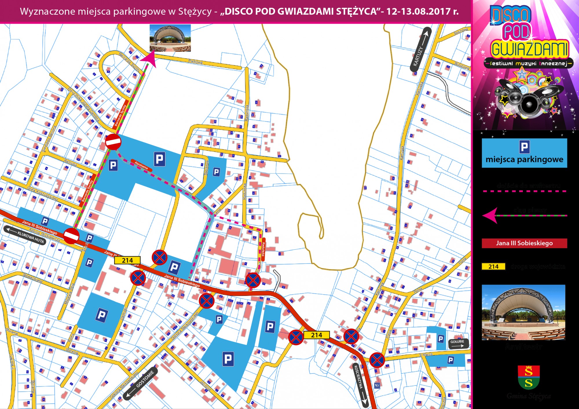 Miejsca parkingowe podczas Disco pod Gwiazdami 12-13 sierpnia 2017 r.