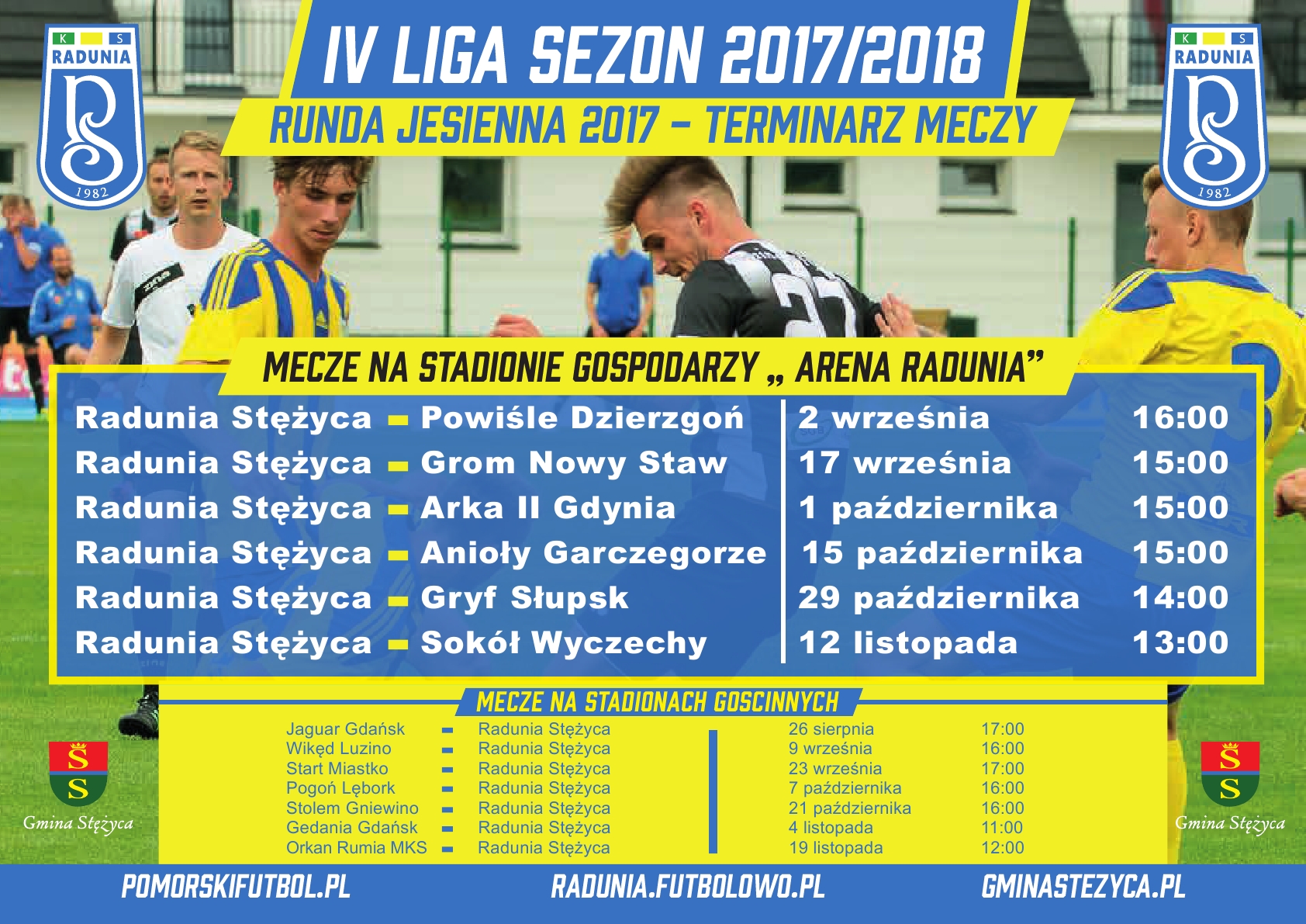 Harmonogram meczy KS Radunia w sezonie jesiennym 2017