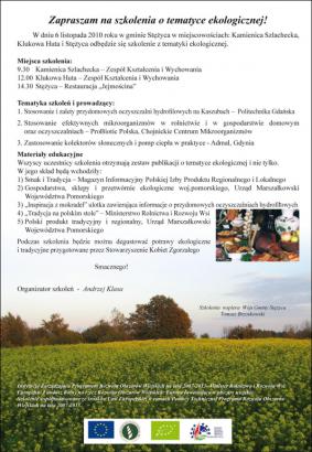 Zapraszamy na szkolenia o tematyce ekologicznej!
