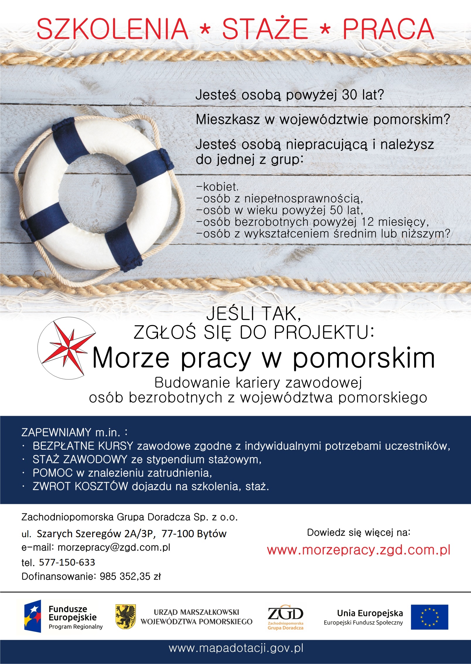 „Morze pracy w pomorskim. Budowanie kariery zawodowej osób bezrobotnych z województwa pomorskiego”