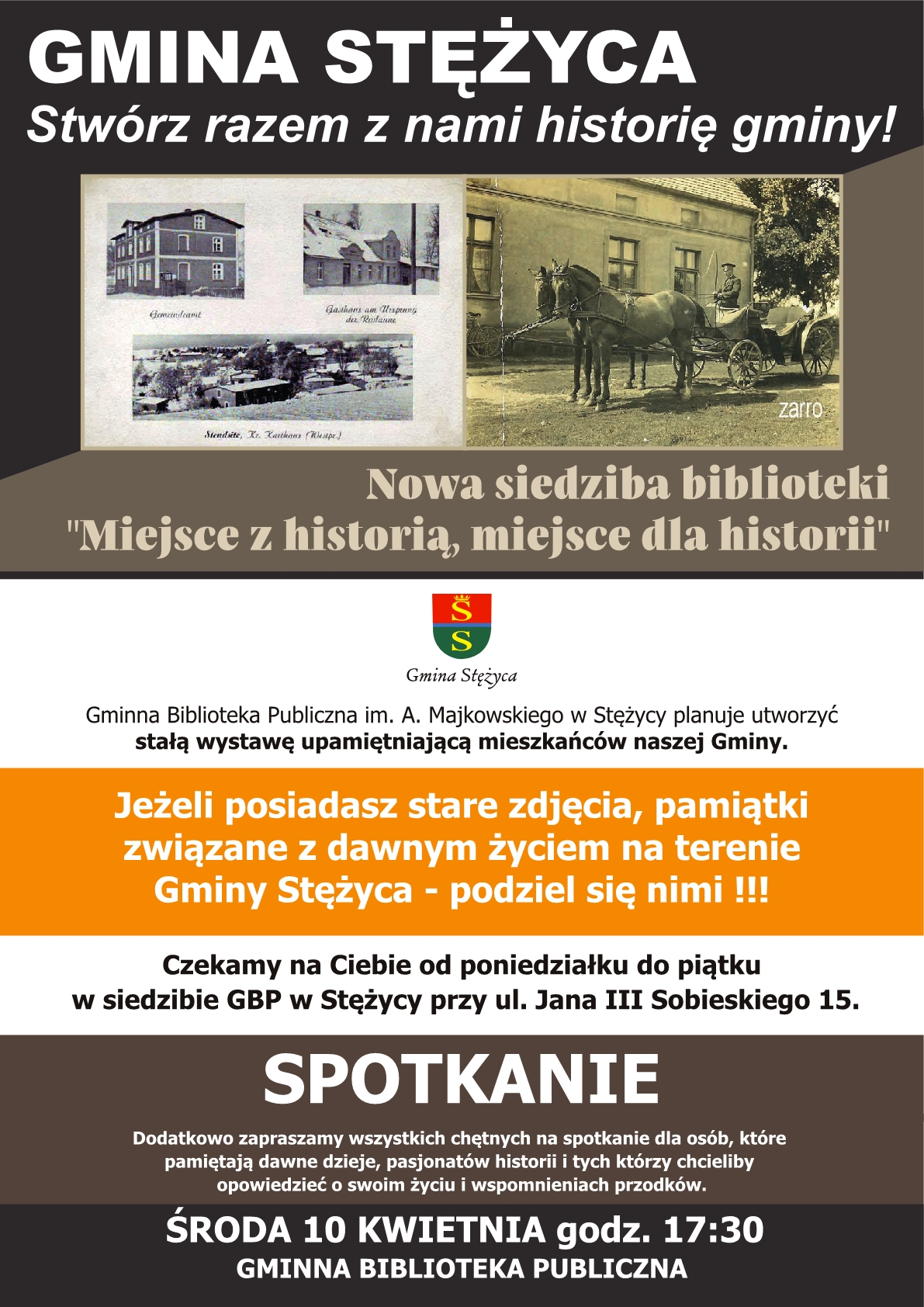 Gminna Biblioteka zaprasza na spotkanie 10 kwietnia 2019 r. dla osób chcących podzielić się swoimi wspomnieniami