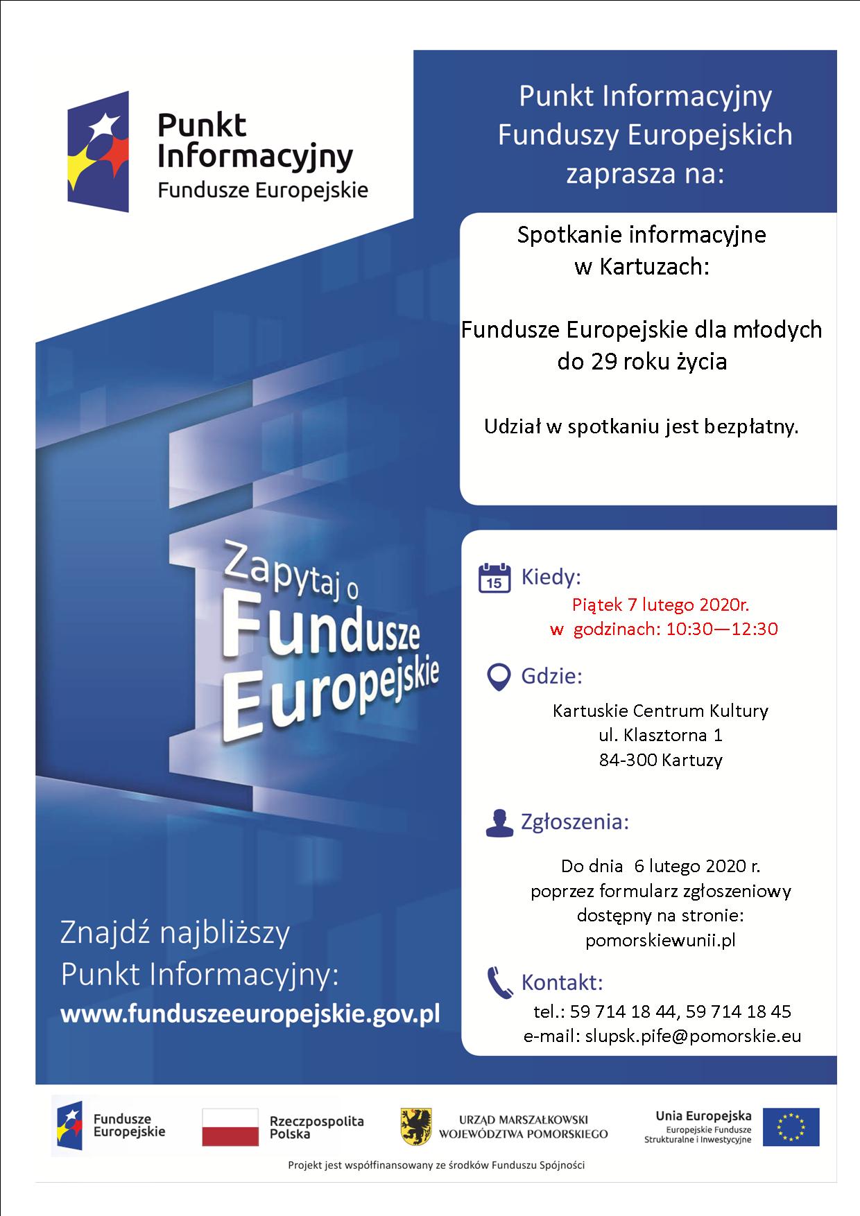 Spotkanie informacyjne w Kartuzach - Fundusze Europejskie dla młodych do 29 roku życia