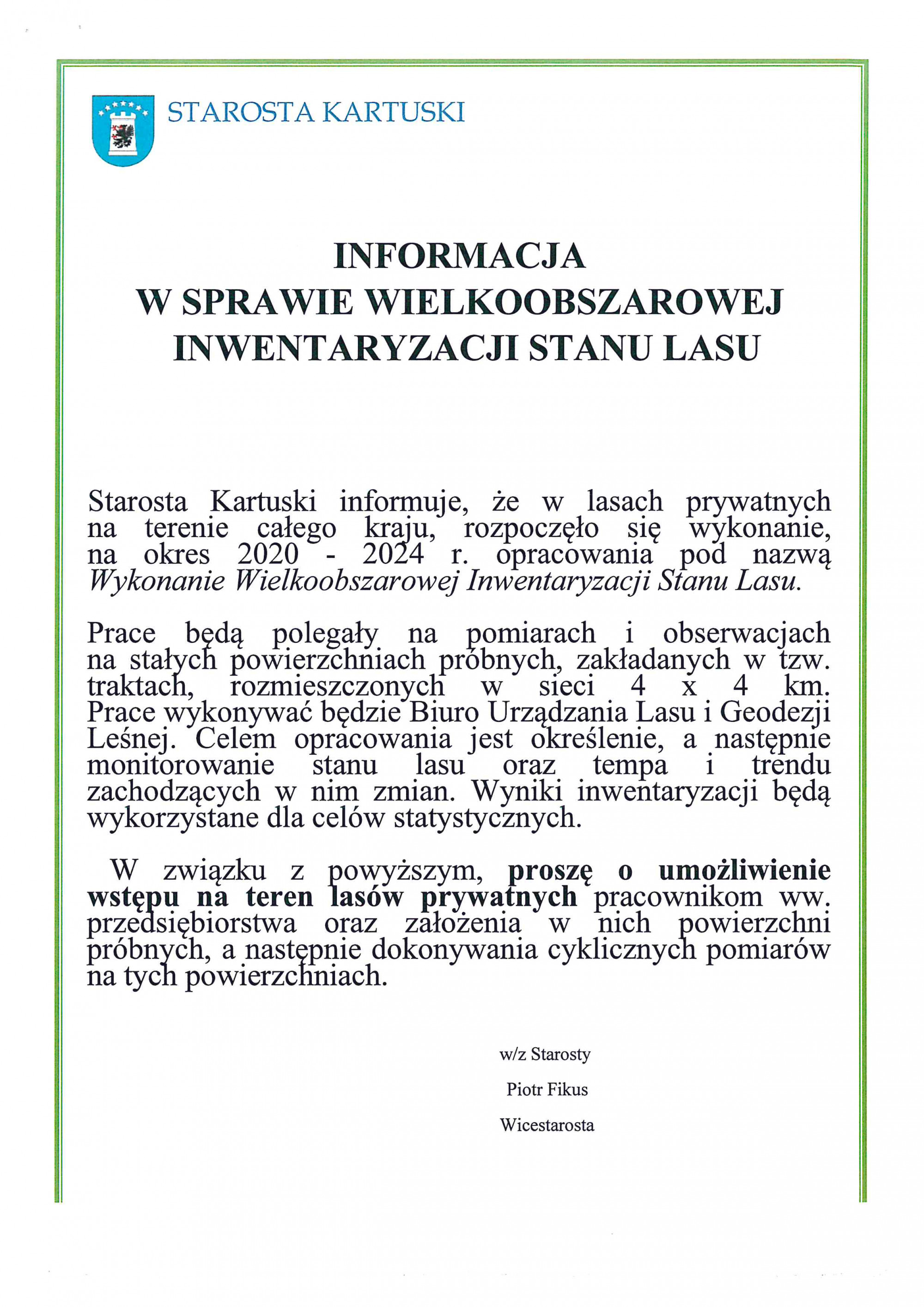 Informacja w sprawie wielkoobszarowej inwentaryzacji stanu