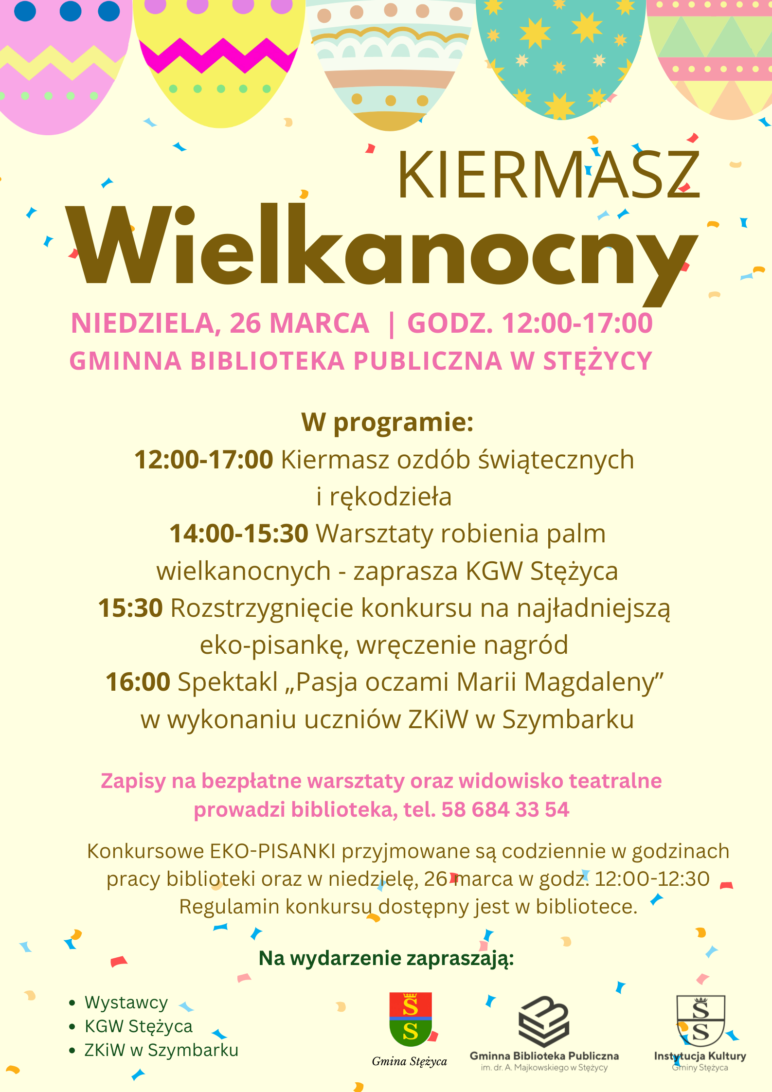 Kiermasz wielkanocny w Gminnej Bibliotece Publicznej - Niedziela 26 marca o godz. 12:00-17:00