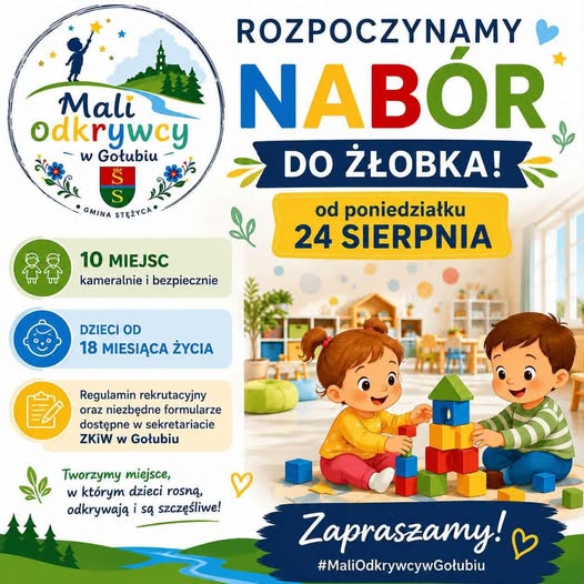 Nabór do żłobka „Mali Odkrywcy w Gołubiu”