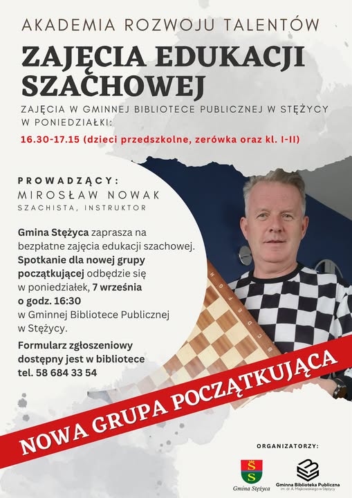 Rusza nowa grupa początkująca – bezpłatne zajęcia szachowe dla dzieci