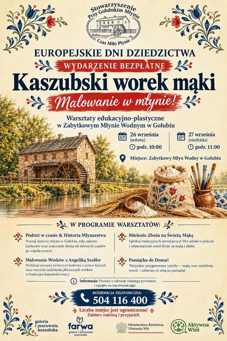 Kaszubski worek mąki – Malowanie w młynie!