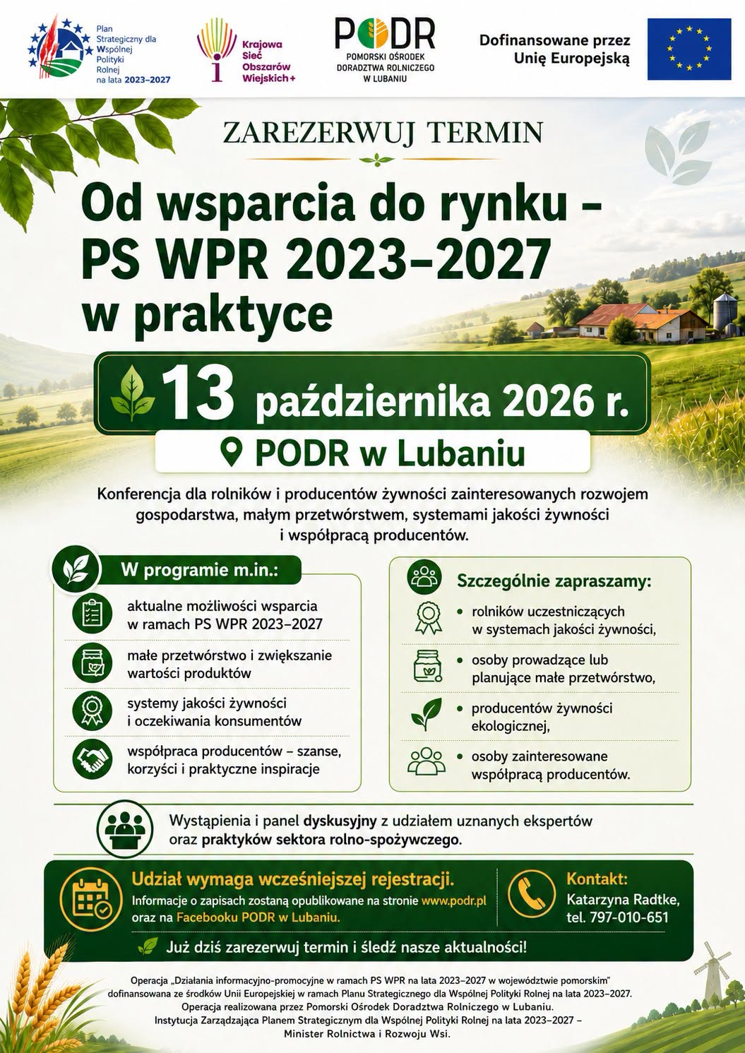 Bezpłatna konferencja dla rolników i producentów żywności w Lubaniu